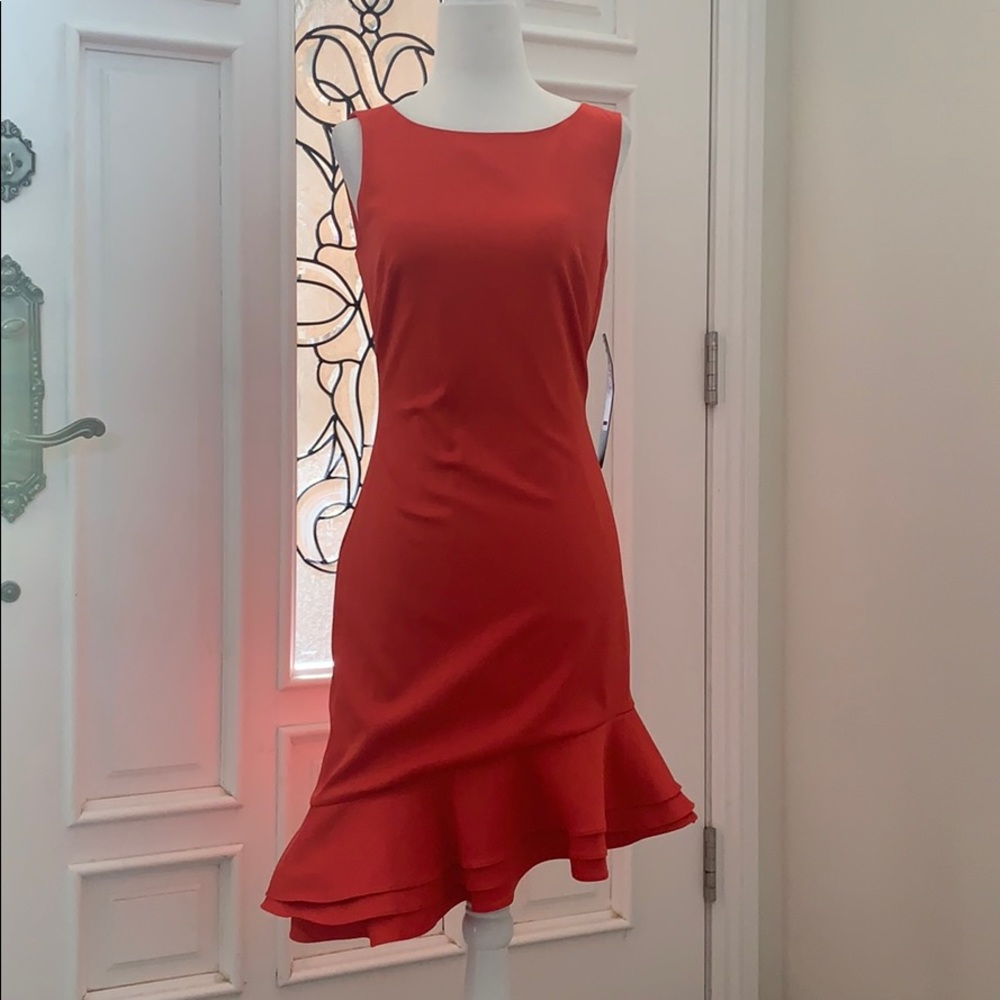 Badgley Mischka woman red dress in size 2